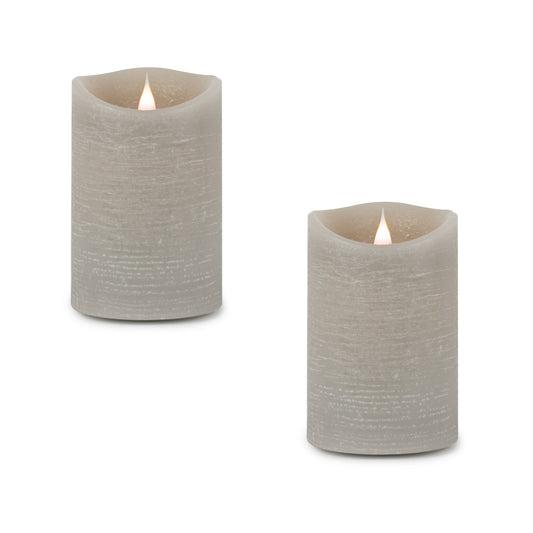 Grey Simplux LED Designer Wax Candle with Remote, Set of 2