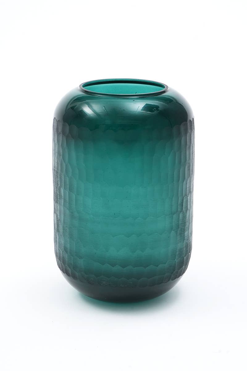 Honeycomb Etched Broad Vase - Candles