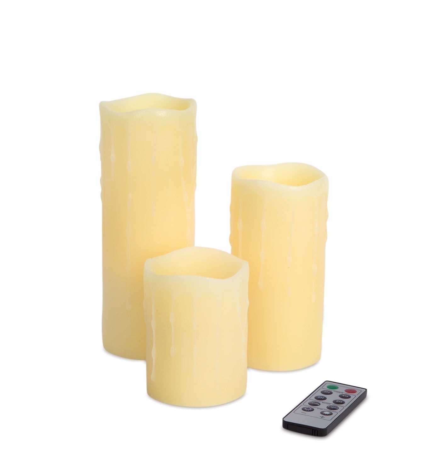 LED Dripping Wax Pillar Candles with Remote, Set of 3