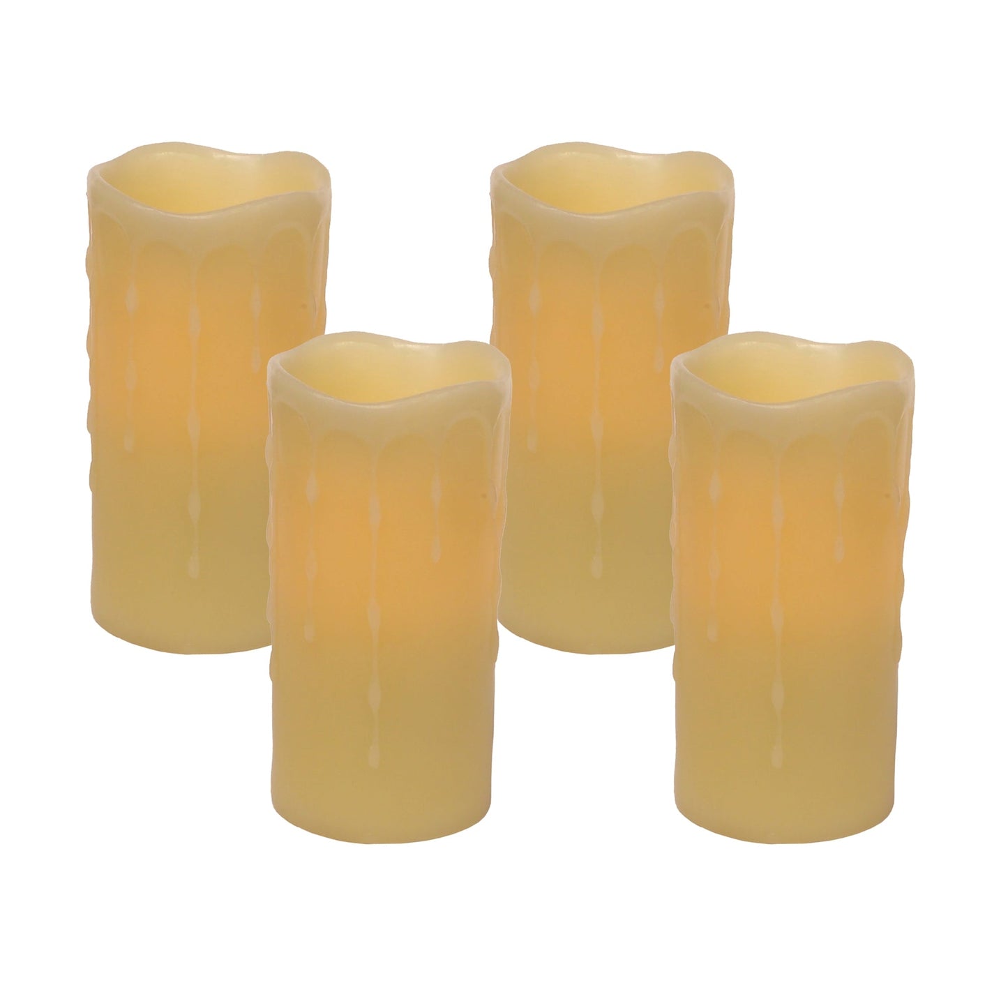 LED Dripping Wax Pillar Candles with Remote, Set of 4