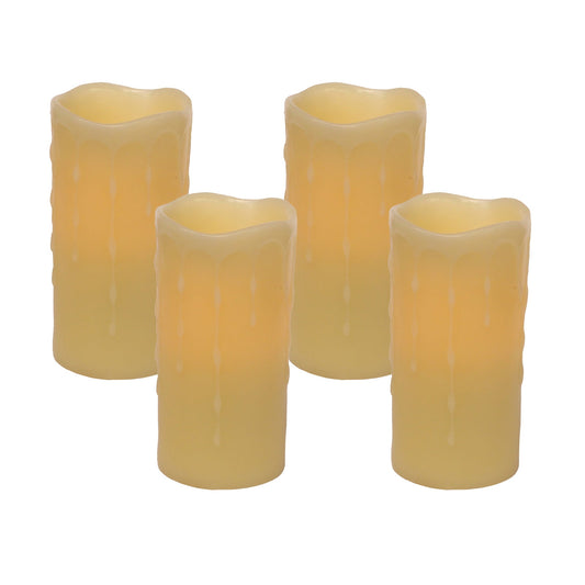LED Dripping Wax Pillar Candles with Remote, Set of 4