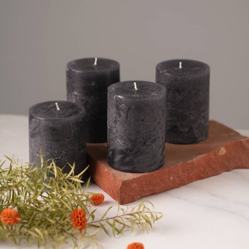 Mini Rustic Pillar Candle (Set of 4)