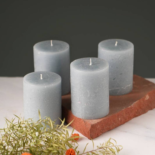 Mini Rustic Pillar Candle, Set of 4