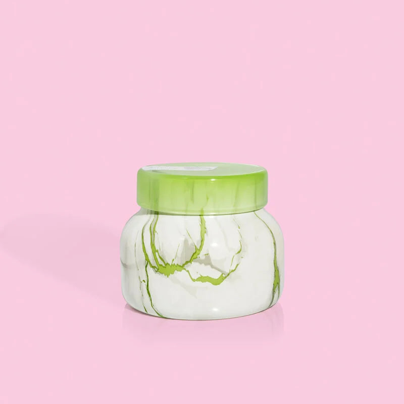 Capri Blue | 8 oz. Marble Petite Jar Candle in Limelight | Honeydew Crush