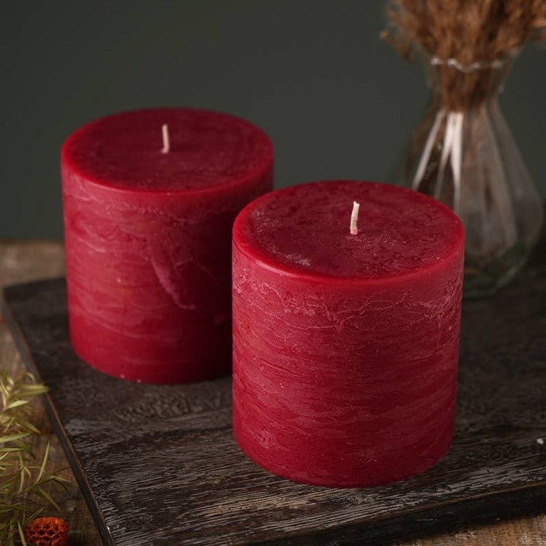 Rustic Pillar Candle, Set of 2