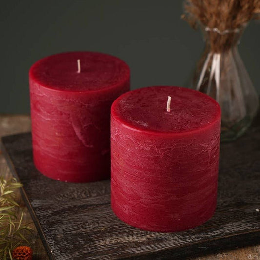 Rustic Pillar Candle, Set of 2