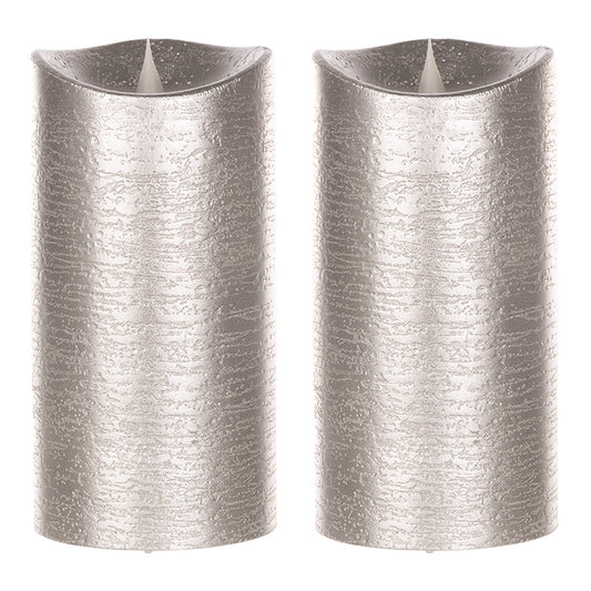 Silver Simplux Designer LED Candle with remote, Set of 2 3.5" x 7.5"