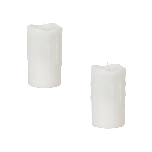 Simplux Designer LED Dripping Candle with Moving Flame and Remote (Set of 2) 3"Dx5"H